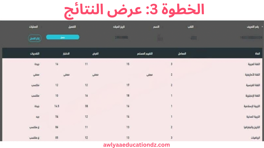 عرض النتائج