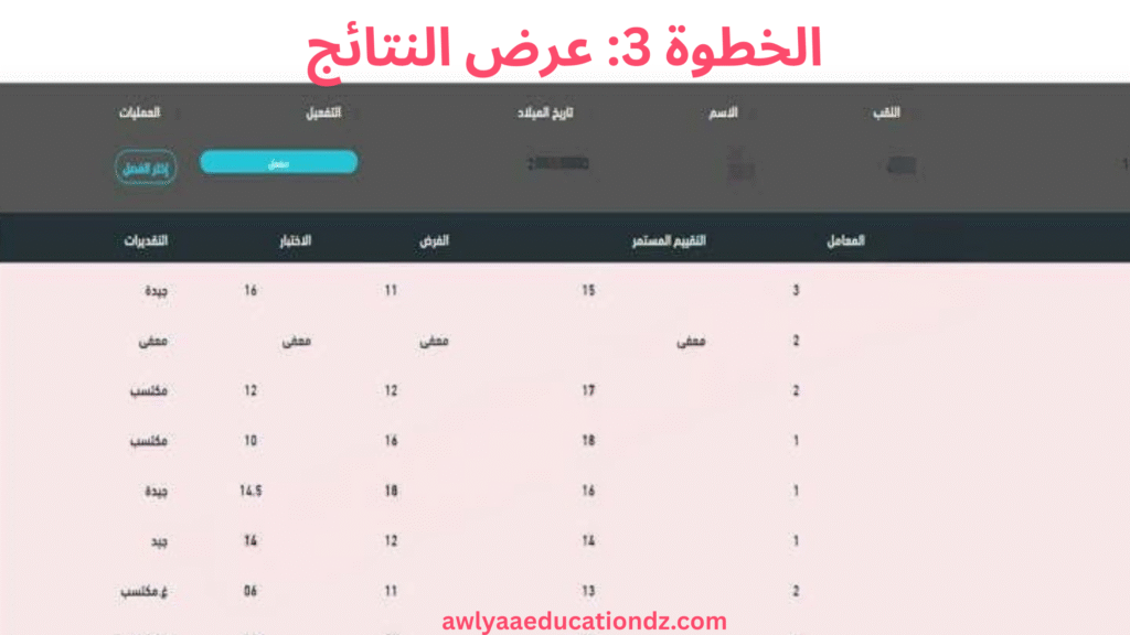 عرض النتائج