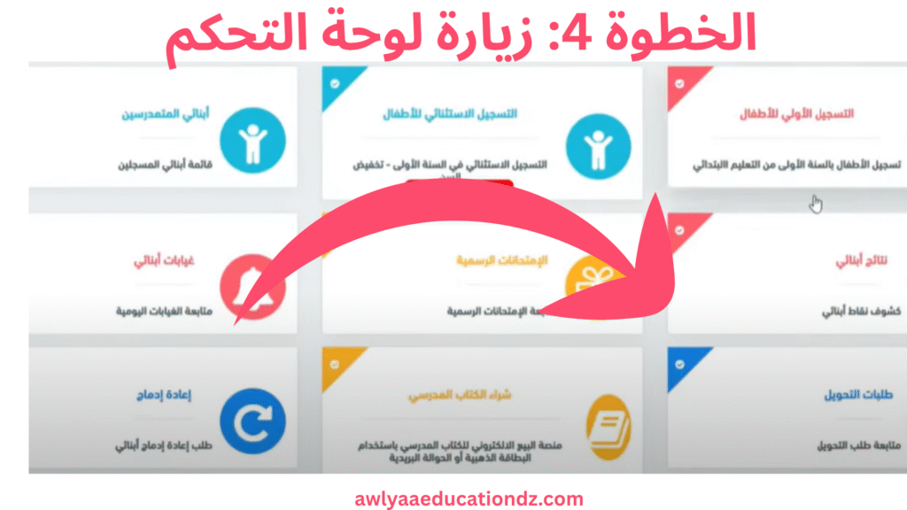 زيارة لوحة التحكم